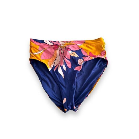 New Trina Turk High Cut Swimsuit Bikini Bottoms Breeze Blue Pink Floral 10 - Picture 1 of 4